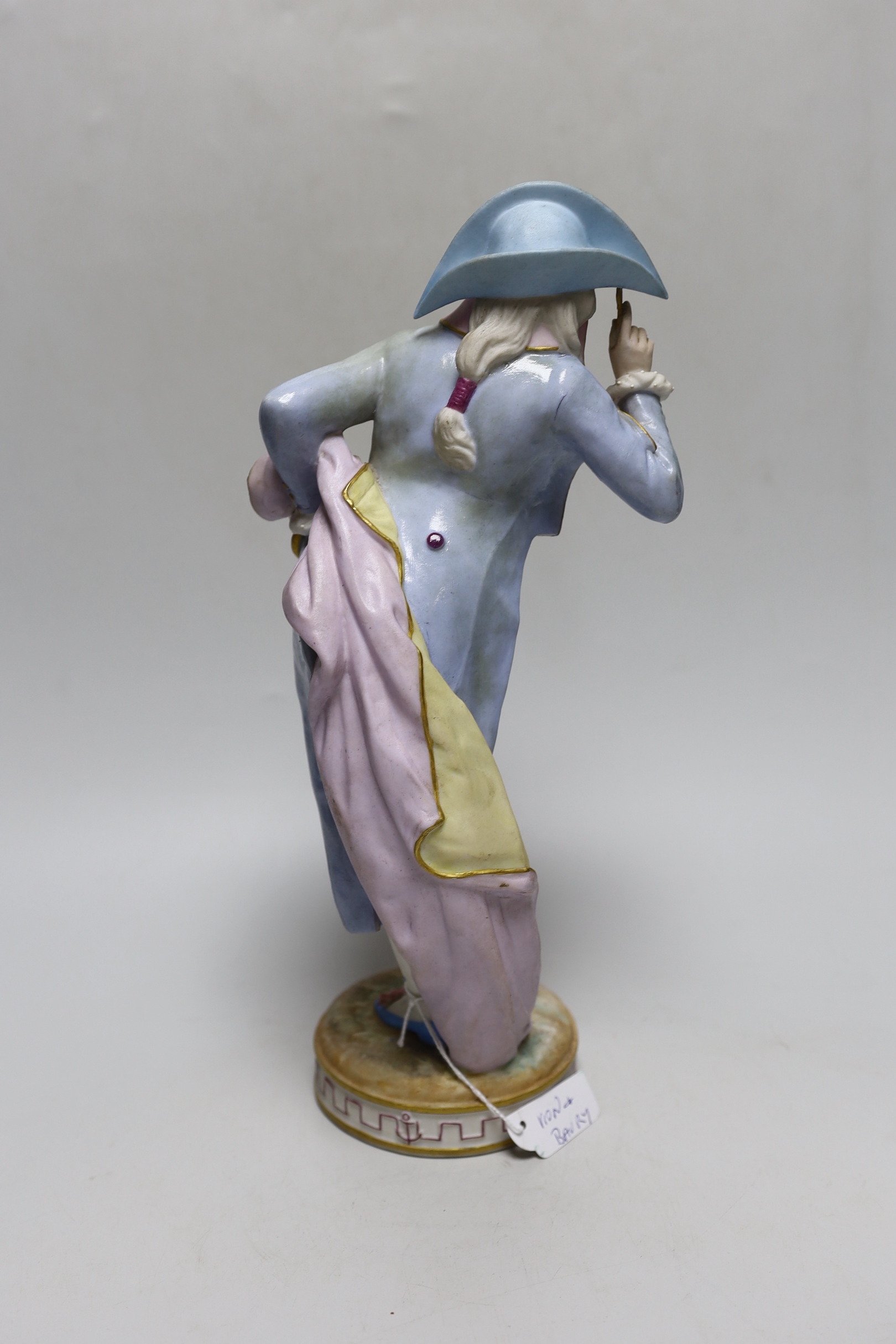 Vion et Baury: An 1878 exhibition, bisque figure of a dandy gentleman, 33cm tall